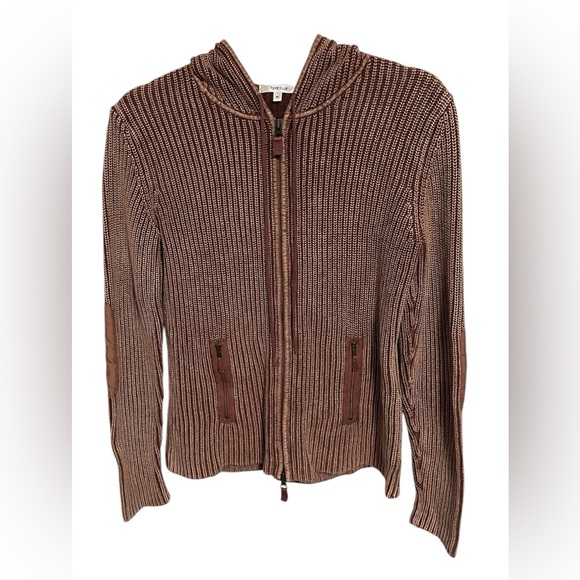Tyler Boe Brown Hooded Sweater Jacket Sz Med - Picture 1 of 10